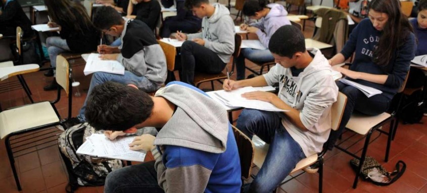 Estudantes durante simulado do ENEM