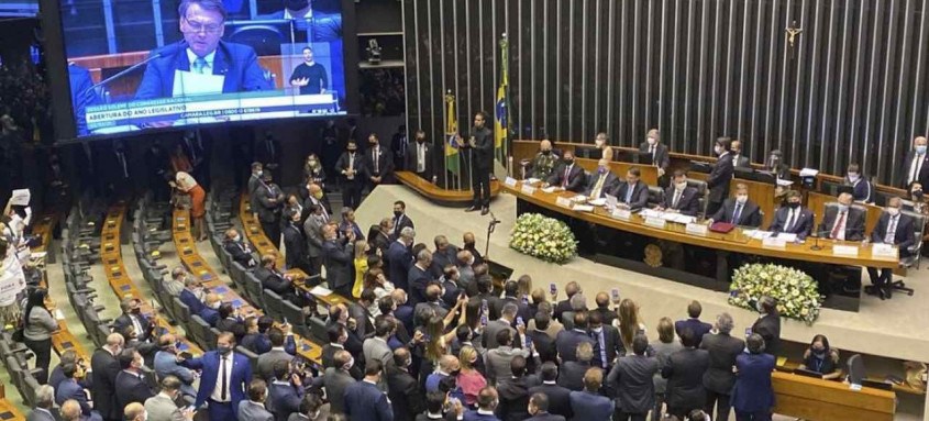 O presidente da República Jair Bolsonaro participou da sessão solene de abertura do ano legislativo
