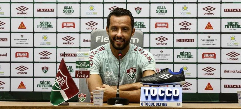 Nenê, durante entrevista coletiva de ontem no CT do Fluminense, fez um balanço da campanha tricolor no Brasileirão
- Foto: Lucas Merçon / Fluminense Nenê, durante entrevista coletiva de ontem no CT do Fluminense, fez um balanço da campanha tricolor no Brasileirão