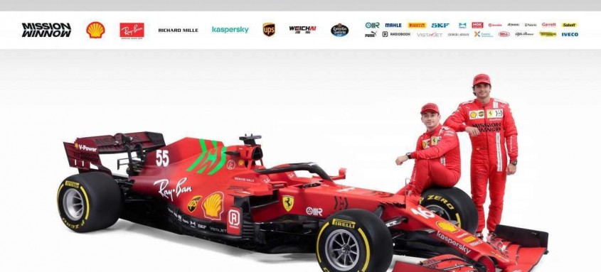 O monegasco Charles Leclerc e o espanhol Carlos Sainz apresentaram o SF21 - Foto: Divugação / Ferrari O monegasco Charles Leclerc e o espanhol Carlos Sainz apresentaram o SF21