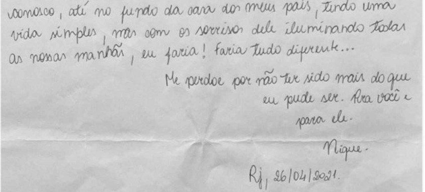 Em meia página, a professora afirma que "não sabia o que estava acontecendo" - Foto: Reprodução/ Arquivo Pessoal Em meia página, a professora afirma que "não sabia o que estava acontecendo"