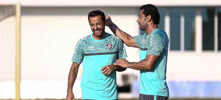 Os veteranos Nenê e Fred querem conquistar a classificação antecipada para o Tricolor no jogo desta terça-feira - Foto: Lucas Merçon / Fluminense F.C Os veteranos Nenê e Fred querem conquistar a classificação antecipada para o Tricolor no jogo desta terça-feira