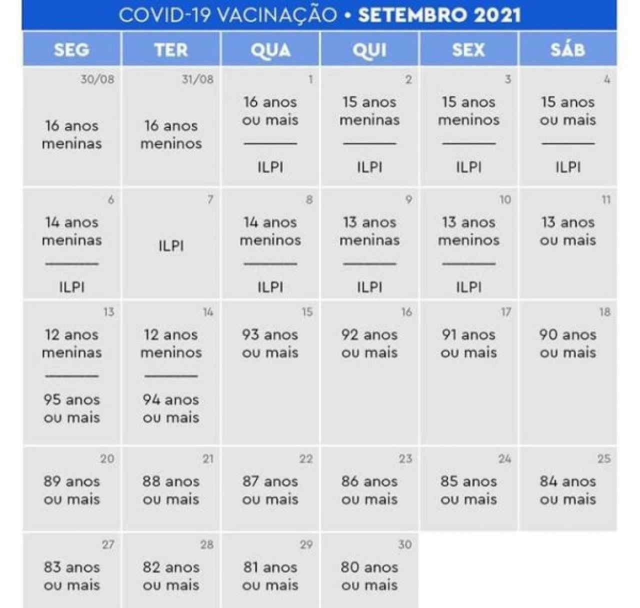 Calendário Setembro