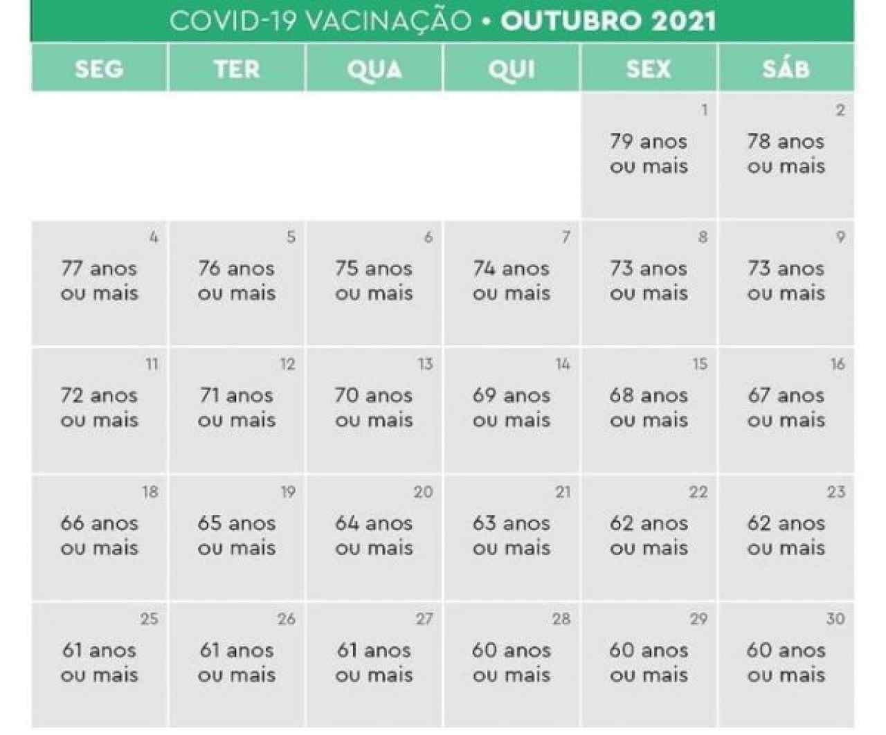 Calendário Outubro