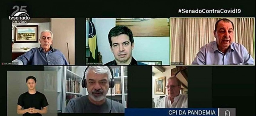 A reunião virtual da Comissão Parlamentar de Inquérito, na manhã de ontem, foi coordenada pelo presidente da CPI, senador Omar Aziz (PSD-AM)