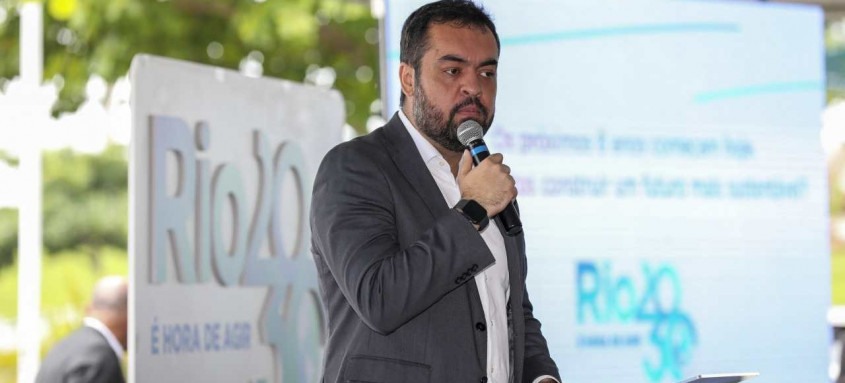 Cláudio Castro no lançamento da Conferência Rio2030: olho nas mudanças climáticas e preservação da biodiversidade - Foto: Rafael Campos/Divulgação Cláudio Castro no lançamento da Conferência Rio2030: olho nas mudanças climáticas e preservação da biodiversidade