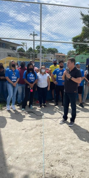 Deputado Anderson Alexandre discursa na inauguração de seis núcleos do projeto esportivo 