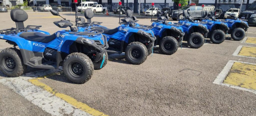 Seis novos quadriciclos da Polícia Militar serão destinados ao Batalhão de Niterói, que também atende ao município vizinho de Maricá
