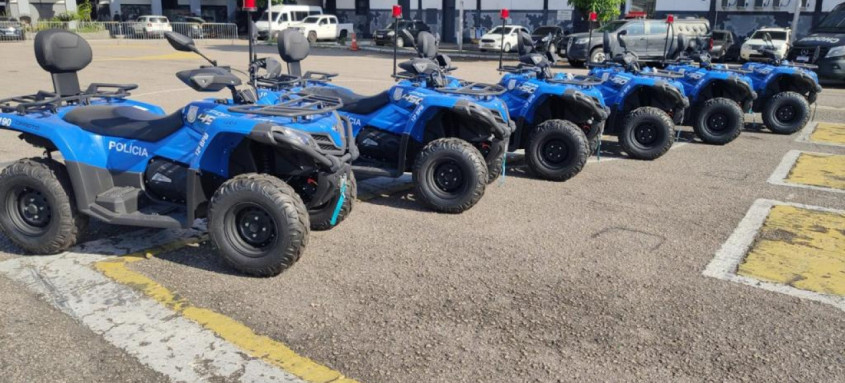 Seis novos quadriciclos da Polícia Militar serão destinados ao Batalhão de Niterói, que também atende ao município vizinho de Maricá
