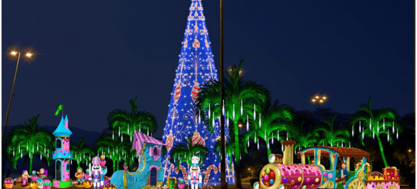 Prefeitura iniciou montagem de símbolos natalinos e iluminação festiva em diversos locais da cidade
