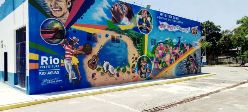 A pintura dos murais leva arte aos frequentadores do Piscinão de Ramos - Divulgação - Foto: Divulgação A pintura dos murais leva arte aos frequentadores do Piscinão de Ramos - Divulgação