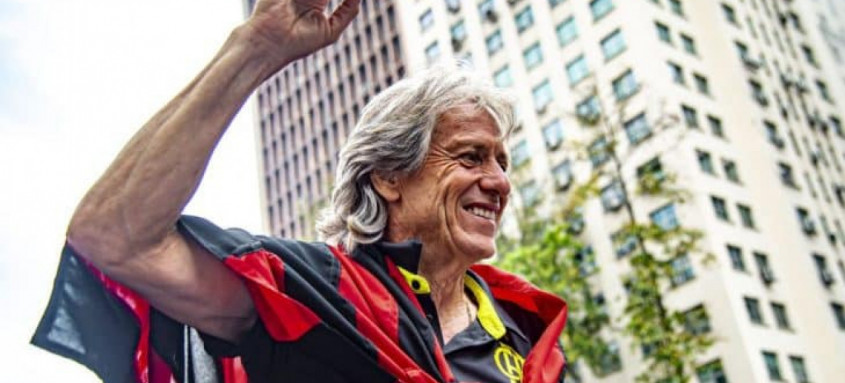 Jorge Jesus em comemoração no Flamengo