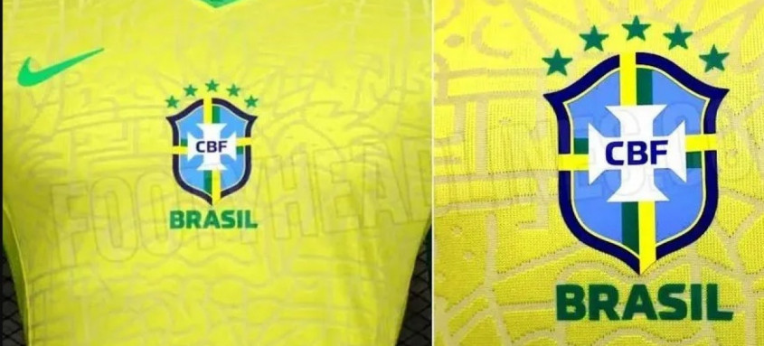Nova camisa da seleção brasileira que será utilizada nos amistosos contra Inglaterra e Espanha - Foto: Reprodução/FootyHeadlines Nova camisa da seleção brasileira que será utilizada nos amistosos contra Inglaterra e Espanha