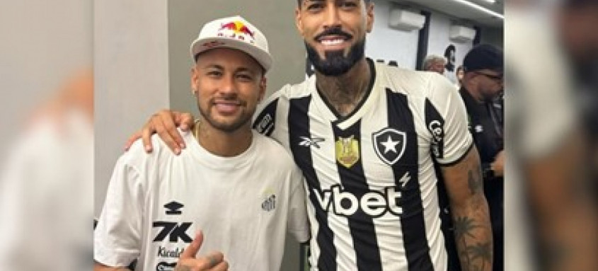 Foto colorida de Neymar, do Santos, e Barboza, do Botafogo.